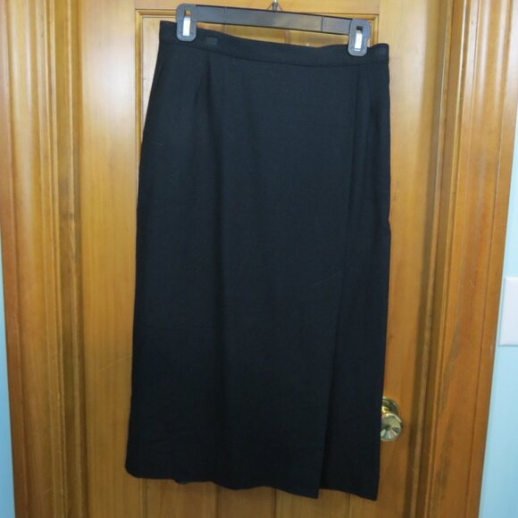 Prophecy Black Wool Straight Skirt Lined Pockets Front Slit Size 10 - Picture 1 of 9